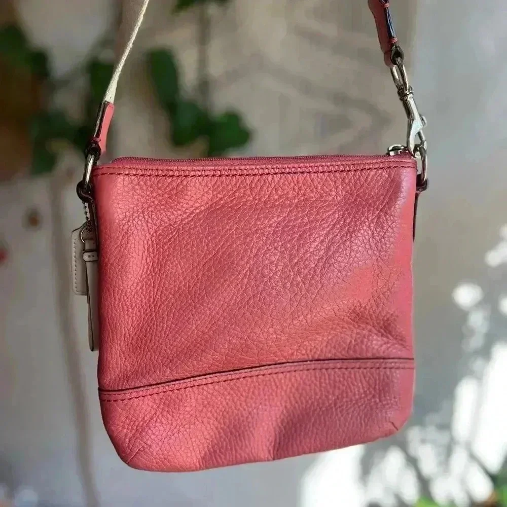 Coach Pink Pebbled Leather Crossbody Bag with Turnlock Pocket